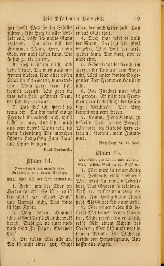 Die Psalmen Davids: nebst einer Sammlung Geistlicher lieder für Oeffentlichen und Privat-Gottesdienst page 9