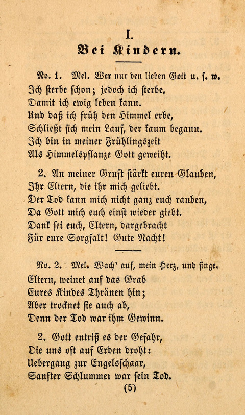 Der Sänger am Grabe: Eine Auswahl Lieder zum Gebrauch bei Leichen-Begängnissen, wie auch Trost-Lieder für Solche, die um geliebte Todte trauern page 1