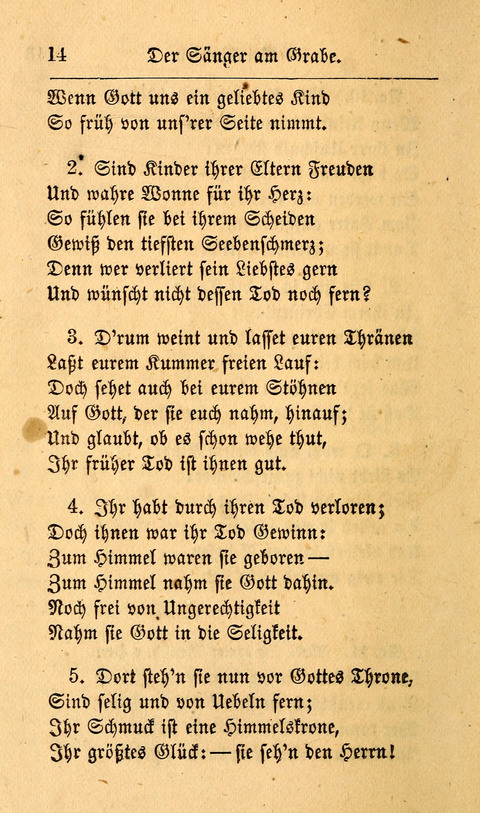 Der Sänger am Grabe: Eine Auswahl Lieder zum Gebrauch bei Leichen-Begängnissen, wie auch Trost-Lieder für Solche, die um geliebte Todte trauern page 10