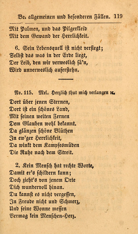 Der Sänger am Grabe: Eine Auswahl Lieder zum Gebrauch bei Leichen-Begängnissen, wie auch Trost-Lieder für Solche, die um geliebte Todte trauern page 115