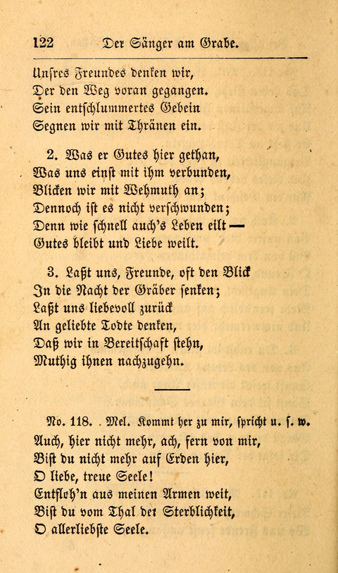 Der Sänger am Grabe: Eine Auswahl Lieder zum Gebrauch bei Leichen-Begängnissen, wie auch Trost-Lieder für Solche, die um geliebte Todte trauern page 118