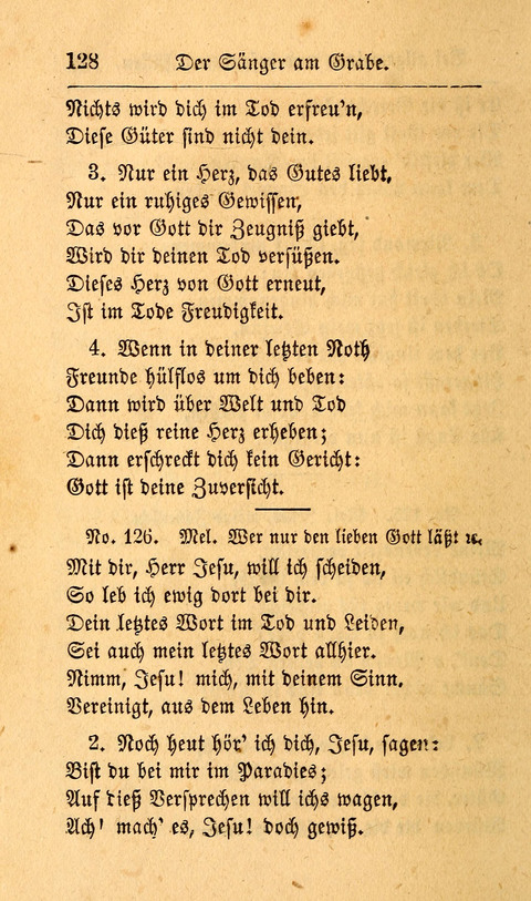 Der Sänger am Grabe: Eine Auswahl Lieder zum Gebrauch bei Leichen-Begängnissen, wie auch Trost-Lieder für Solche, die um geliebte Todte trauern page 124