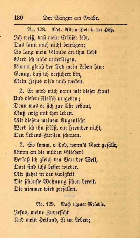 Der Sänger am Grabe: Eine Auswahl Lieder zum Gebrauch bei Leichen-Begängnissen, wie auch Trost-Lieder für Solche, die um geliebte Todte trauern page 126