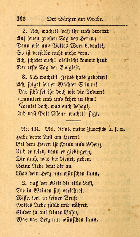 Der Sänger am Grabe: Eine Auswahl Lieder zum Gebrauch bei Leichen-Begängnissen, wie auch Trost-Lieder für Solche, die um geliebte Todte trauern page 132