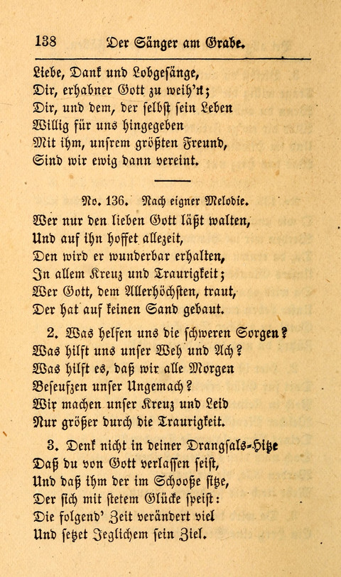 Der Sänger am Grabe: Eine Auswahl Lieder zum Gebrauch bei Leichen-Begängnissen, wie auch Trost-Lieder für Solche, die um geliebte Todte trauern page 134