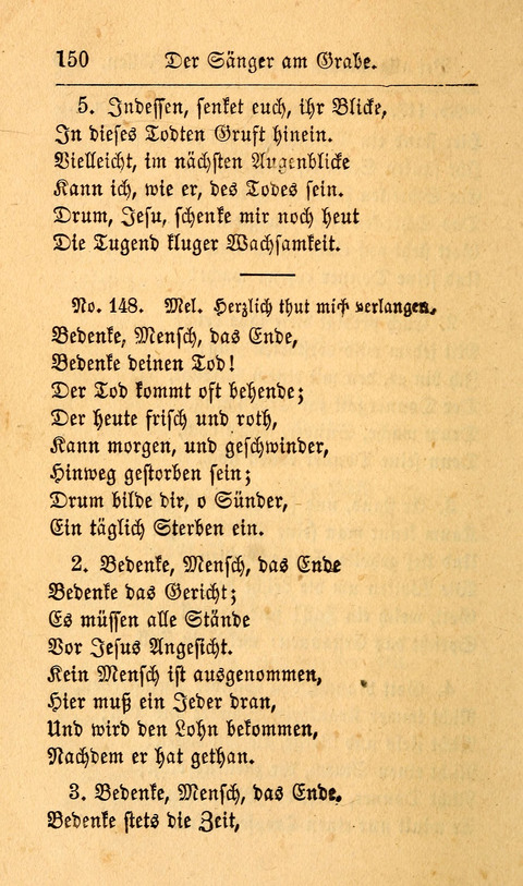 Der Sänger am Grabe: Eine Auswahl Lieder zum Gebrauch bei Leichen-Begängnissen, wie auch Trost-Lieder für Solche, die um geliebte Todte trauern page 146