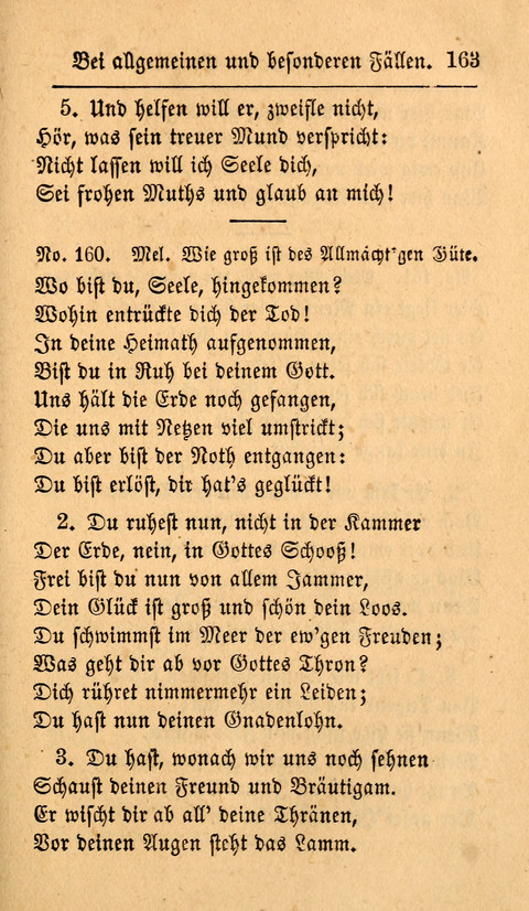 Der Sänger am Grabe: Eine Auswahl Lieder zum Gebrauch bei Leichen-Begängnissen, wie auch Trost-Lieder für Solche, die um geliebte Todte trauern page 159