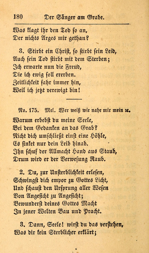 Der Sänger am Grabe: Eine Auswahl Lieder zum Gebrauch bei Leichen-Begängnissen, wie auch Trost-Lieder für Solche, die um geliebte Todte trauern page 176