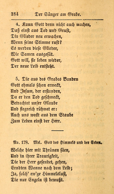 Der Sänger am Grabe: Eine Auswahl Lieder zum Gebrauch bei Leichen-Begängnissen, wie auch Trost-Lieder für Solche, die um geliebte Todte trauern page 180