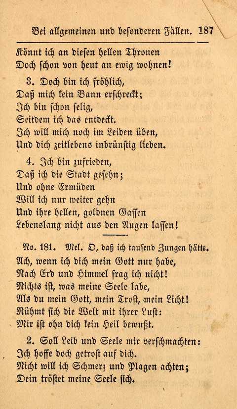 Der Sänger am Grabe: Eine Auswahl Lieder zum Gebrauch bei Leichen-Begängnissen, wie auch Trost-Lieder für Solche, die um geliebte Todte trauern page 183