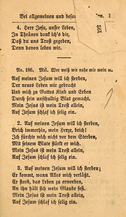 Der Sänger am Grabe: Eine Auswahl Lieder zum Gebrauch bei Leichen-Begängnissen, wie auch Trost-Lieder für Solche, die um geliebte Todte trauern page 187