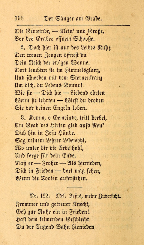 Der Sänger am Grabe: Eine Auswahl Lieder zum Gebrauch bei Leichen-Begängnissen, wie auch Trost-Lieder für Solche, die um geliebte Todte trauern page 194