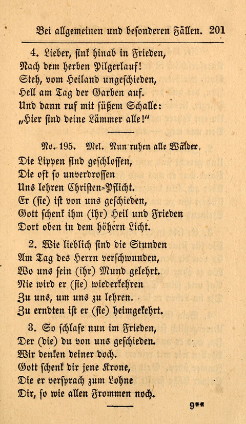 Der Sänger am Grabe: Eine Auswahl Lieder zum Gebrauch bei Leichen-Begängnissen, wie auch Trost-Lieder für Solche, die um geliebte Todte trauern page 197