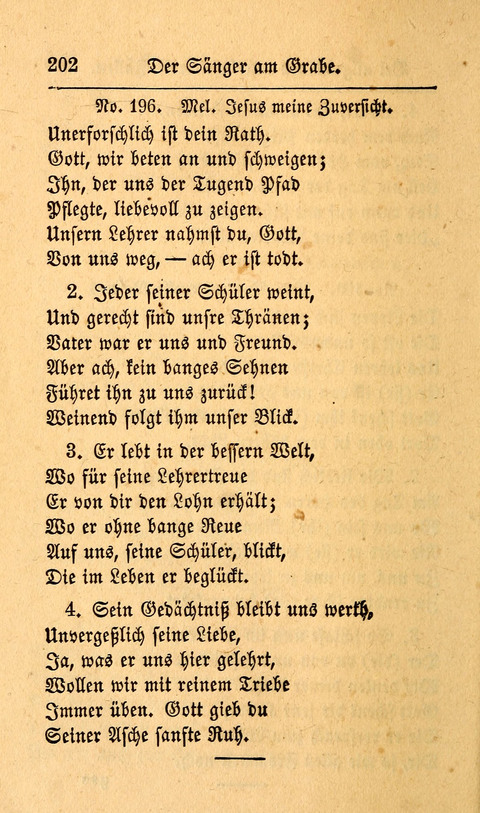 Der Sänger am Grabe: Eine Auswahl Lieder zum Gebrauch bei Leichen-Begängnissen, wie auch Trost-Lieder für Solche, die um geliebte Todte trauern page 198