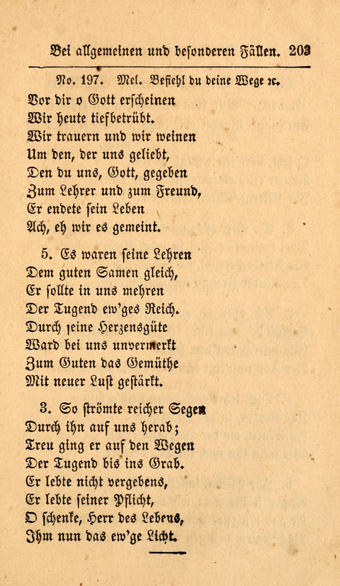 Der Sänger am Grabe: Eine Auswahl Lieder zum Gebrauch bei Leichen-Begängnissen, wie auch Trost-Lieder für Solche, die um geliebte Todte trauern page 199