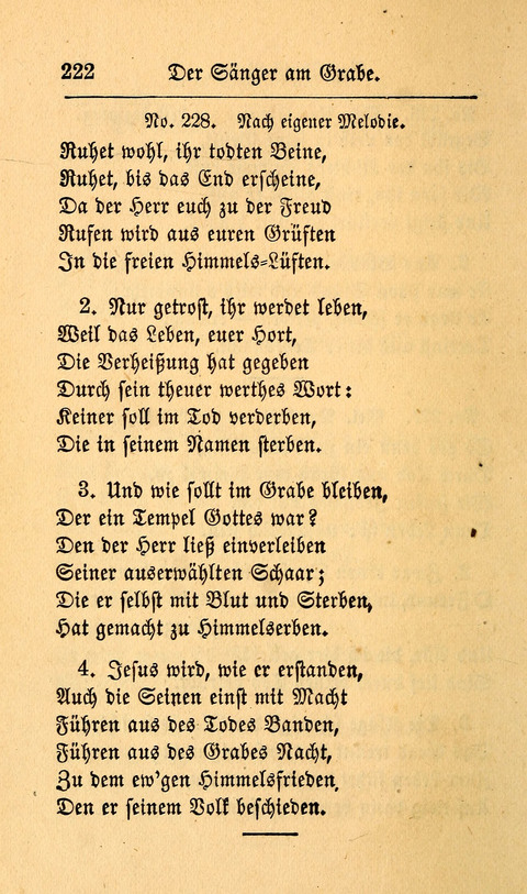 Der Sänger am Grabe: Eine Auswahl Lieder zum Gebrauch bei Leichen-Begängnissen, wie auch Trost-Lieder für Solche, die um geliebte Todte trauern page 218