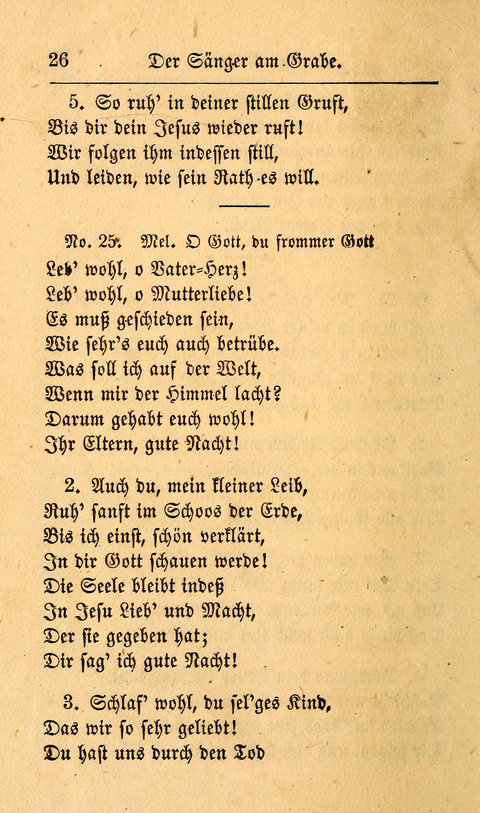 Der Sänger am Grabe: Eine Auswahl Lieder zum Gebrauch bei Leichen-Begängnissen, wie auch Trost-Lieder für Solche, die um geliebte Todte trauern page 22