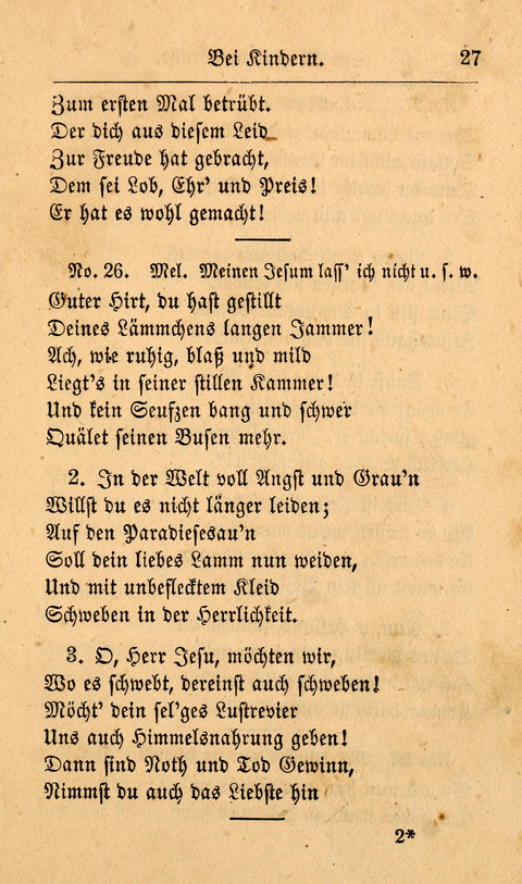 Der Sänger am Grabe: Eine Auswahl Lieder zum Gebrauch bei Leichen-Begängnissen, wie auch Trost-Lieder für Solche, die um geliebte Todte trauern page 23