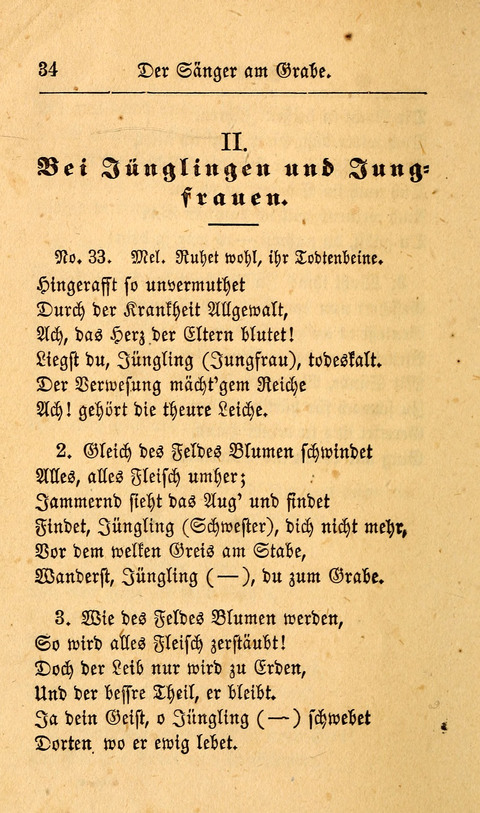 Der Sänger am Grabe: Eine Auswahl Lieder zum Gebrauch bei Leichen-Begängnissen, wie auch Trost-Lieder für Solche, die um geliebte Todte trauern page 30