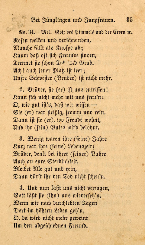 Der Sänger am Grabe: Eine Auswahl Lieder zum Gebrauch bei Leichen-Begängnissen, wie auch Trost-Lieder für Solche, die um geliebte Todte trauern page 31