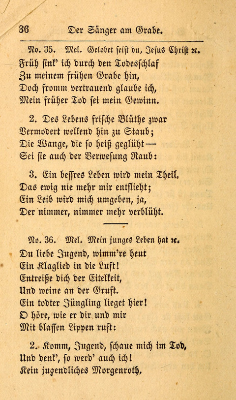 Der Sänger am Grabe: Eine Auswahl Lieder zum Gebrauch bei Leichen-Begängnissen, wie auch Trost-Lieder für Solche, die um geliebte Todte trauern page 32