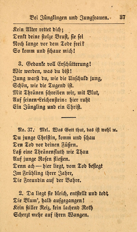 Der Sänger am Grabe: Eine Auswahl Lieder zum Gebrauch bei Leichen-Begängnissen, wie auch Trost-Lieder für Solche, die um geliebte Todte trauern page 33