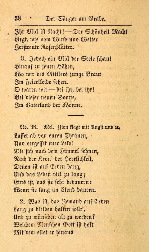 Der Sänger am Grabe: Eine Auswahl Lieder zum Gebrauch bei Leichen-Begängnissen, wie auch Trost-Lieder für Solche, die um geliebte Todte trauern page 34