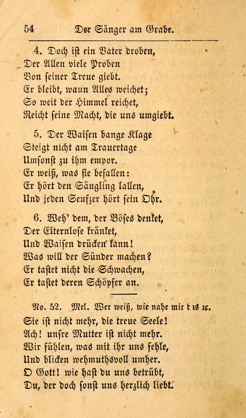 Der Sänger am Grabe: Eine Auswahl Lieder zum Gebrauch bei Leichen-Begängnissen, wie auch Trost-Lieder für Solche, die um geliebte Todte trauern page 50