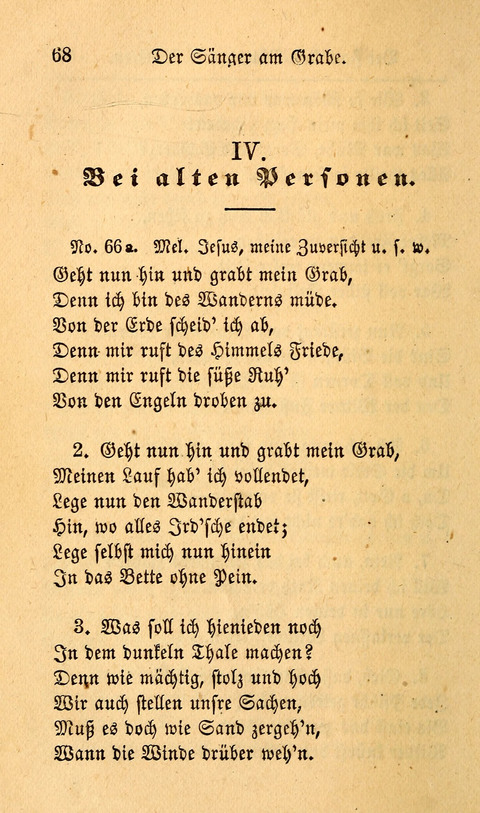 Der Sänger am Grabe: Eine Auswahl Lieder zum Gebrauch bei Leichen-Begängnissen, wie auch Trost-Lieder für Solche, die um geliebte Todte trauern page 64