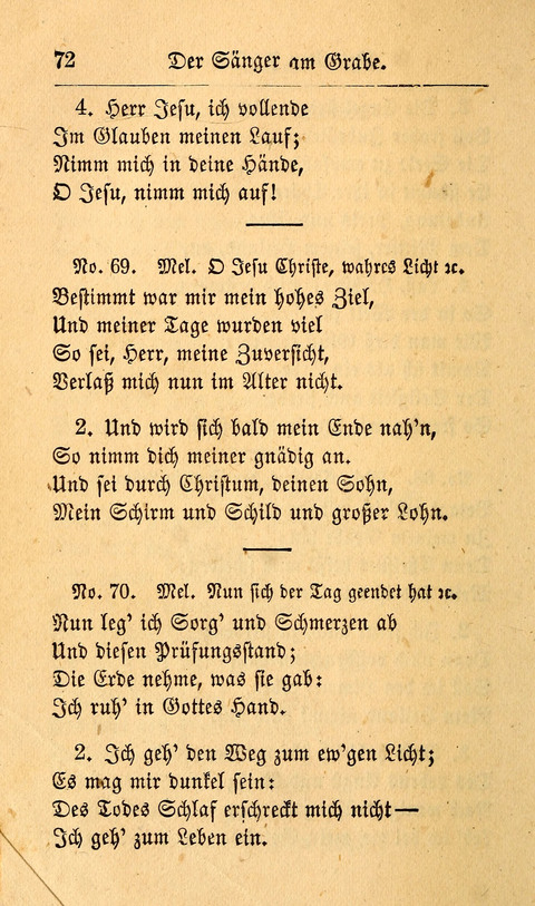 Der Sänger am Grabe: Eine Auswahl Lieder zum Gebrauch bei Leichen-Begängnissen, wie auch Trost-Lieder für Solche, die um geliebte Todte trauern page 68