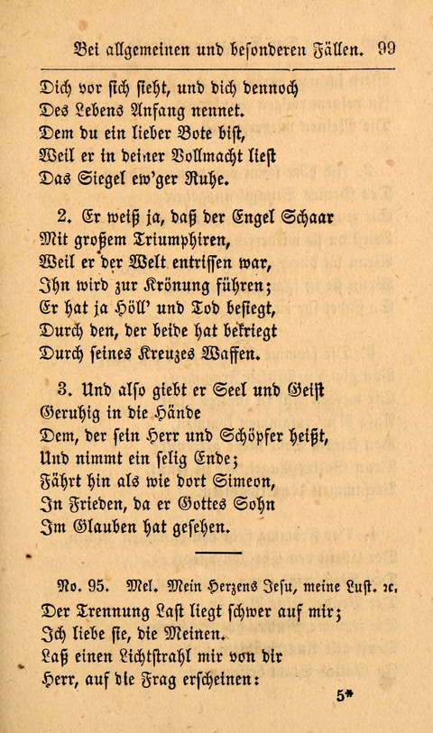 Der Sänger am Grabe: Eine Auswahl Lieder zum Gebrauch bei Leichen-Begängnissen, wie auch Trost-Lieder für Solche, die um geliebte Todte trauern page 95