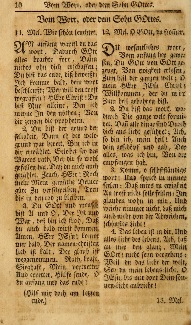 Das Geistliche Saitenspiel: oder, Eine Sammlung auserlesener, erbaulicher, geistreicher Lieder zum Gebrauch aller Gottliebenden Seelen, insonderheit für dei Gemeinen der Evangelischen... (1st Aufl.) page 10