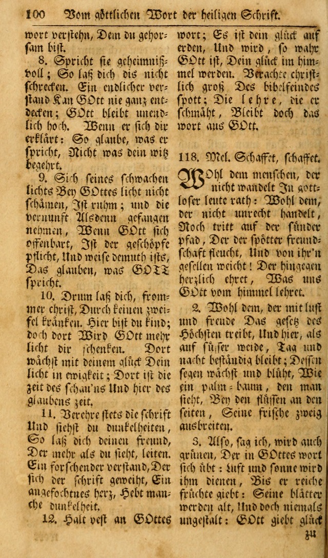 Das Geistliche Saitenspiel: oder, Eine Sammlung auserlesener, erbaulicher, geistreicher Lieder zum Gebrauch aller Gottliebenden Seelen, insonderheit für dei Gemeinen der Evangelischen... (1st Aufl.) page 100