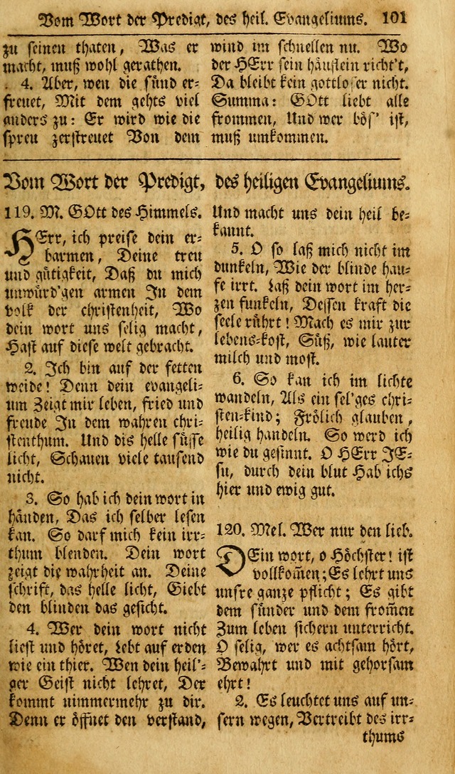 Das Geistliche Saitenspiel: oder, Eine Sammlung auserlesener, erbaulicher, geistreicher Lieder zum Gebrauch aller Gottliebenden Seelen, insonderheit für dei Gemeinen der Evangelischen... (1st Aufl.) page 101