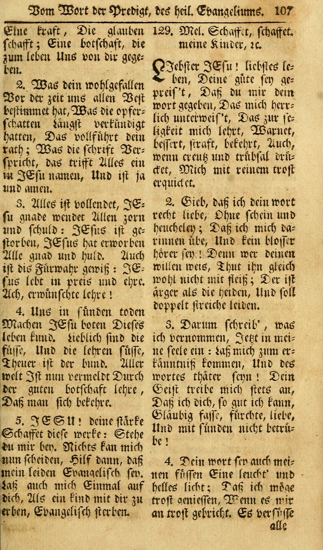 Das Geistliche Saitenspiel: oder, Eine Sammlung auserlesener, erbaulicher, geistreicher Lieder zum Gebrauch aller Gottliebenden Seelen, insonderheit für dei Gemeinen der Evangelischen... (1st Aufl.) page 107