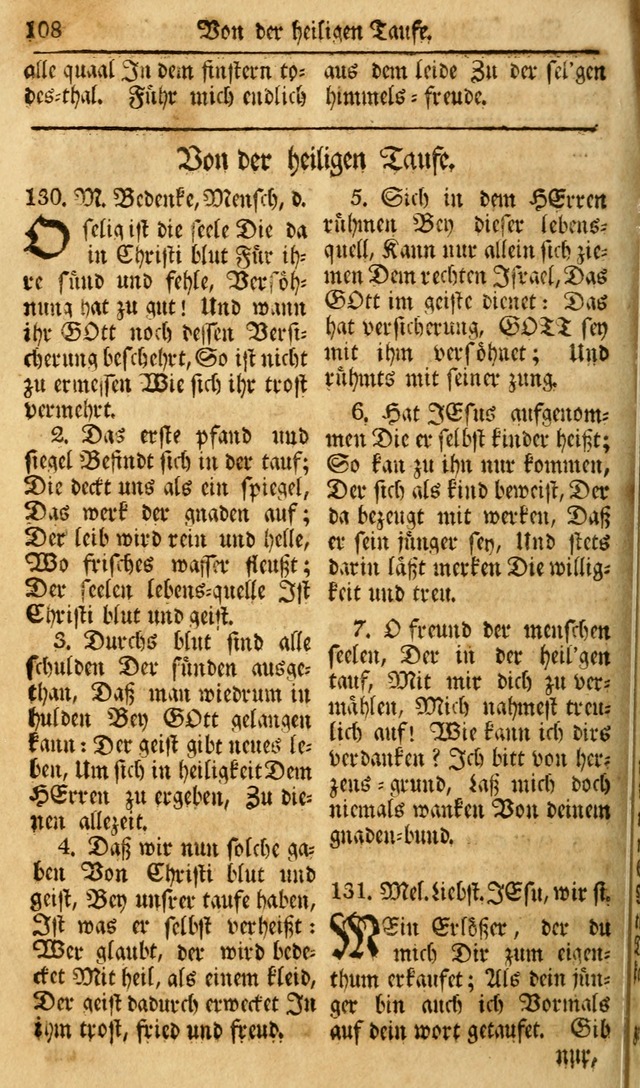 Das Geistliche Saitenspiel: oder, Eine Sammlung auserlesener, erbaulicher, geistreicher Lieder zum Gebrauch aller Gottliebenden Seelen, insonderheit für dei Gemeinen der Evangelischen... (1st Aufl.) page 108