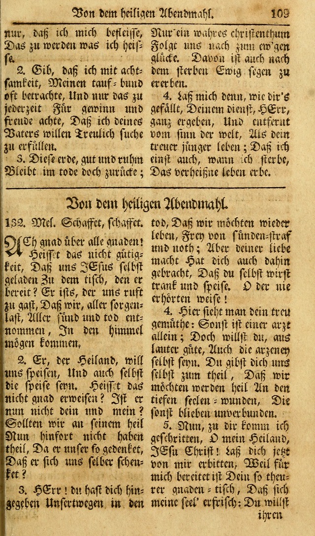 Das Geistliche Saitenspiel: oder, Eine Sammlung auserlesener, erbaulicher, geistreicher Lieder zum Gebrauch aller Gottliebenden Seelen, insonderheit für dei Gemeinen der Evangelischen... (1st Aufl.) page 109