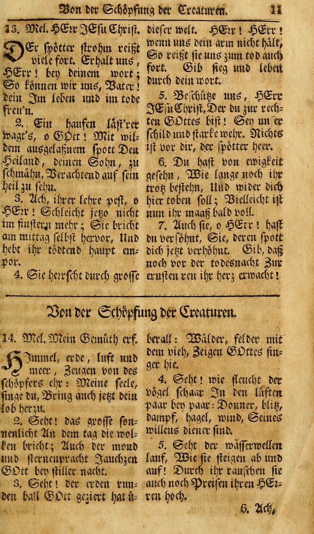 Das Geistliche Saitenspiel: oder, Eine Sammlung auserlesener, erbaulicher, geistreicher Lieder zum Gebrauch aller Gottliebenden Seelen, insonderheit für dei Gemeinen der Evangelischen... (1st Aufl.) page 11