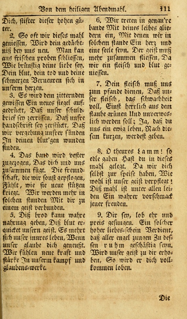 Das Geistliche Saitenspiel: oder, Eine Sammlung auserlesener, erbaulicher, geistreicher Lieder zum Gebrauch aller Gottliebenden Seelen, insonderheit für dei Gemeinen der Evangelischen... (1st Aufl.) page 111