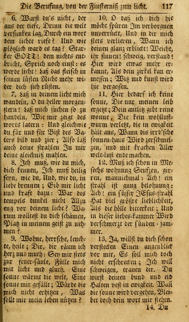 Das Geistliche Saitenspiel: oder, Eine Sammlung auserlesener, erbaulicher, geistreicher Lieder zum Gebrauch aller Gottliebenden Seelen, insonderheit für dei Gemeinen der Evangelischen... (1st Aufl.) page 117