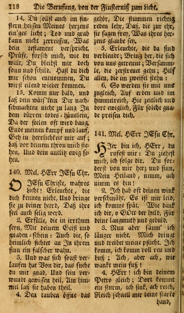 Das Geistliche Saitenspiel: oder, Eine Sammlung auserlesener, erbaulicher, geistreicher Lieder zum Gebrauch aller Gottliebenden Seelen, insonderheit für dei Gemeinen der Evangelischen... (1st Aufl.) page 118