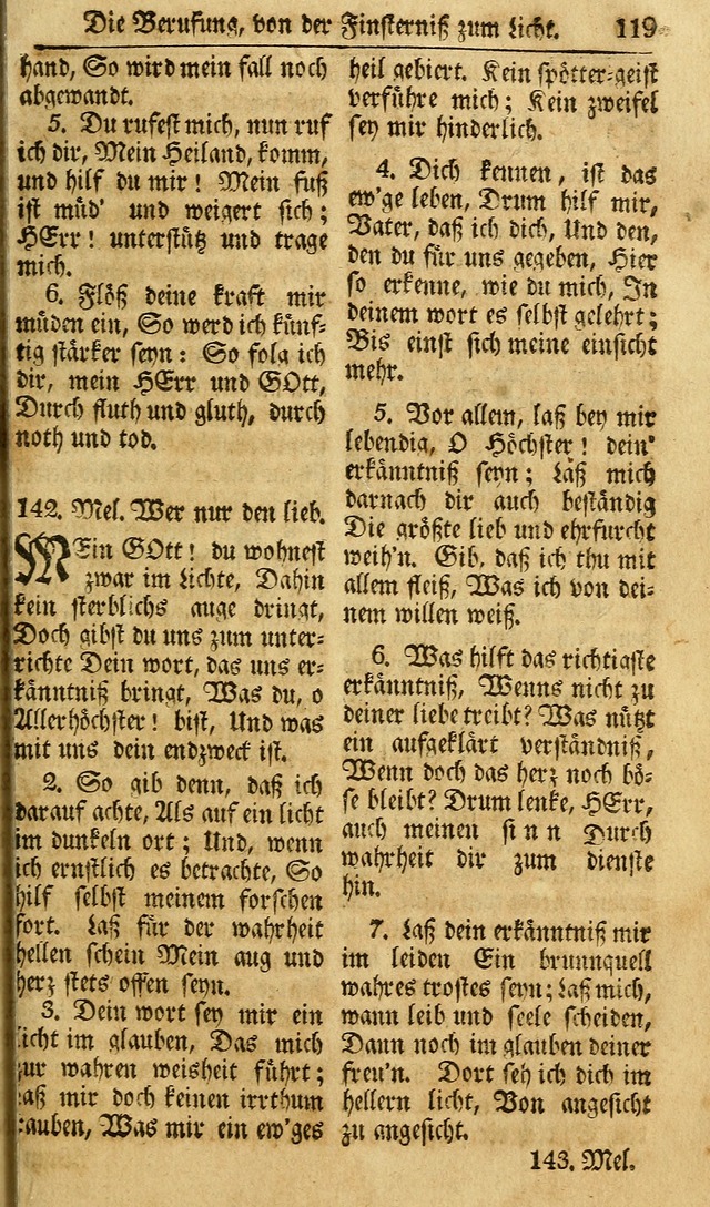 Das Geistliche Saitenspiel: oder, Eine Sammlung auserlesener, erbaulicher, geistreicher Lieder zum Gebrauch aller Gottliebenden Seelen, insonderheit für dei Gemeinen der Evangelischen... (1st Aufl.) page 119