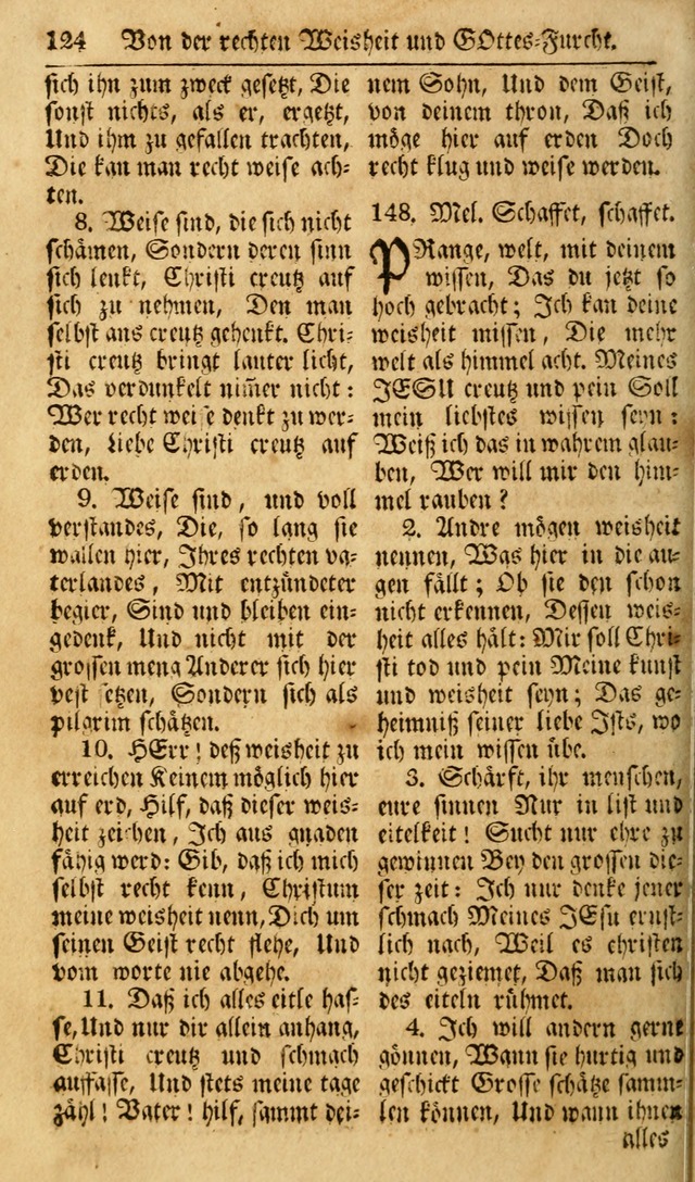 Das Geistliche Saitenspiel: oder, Eine Sammlung auserlesener, erbaulicher, geistreicher Lieder zum Gebrauch aller Gottliebenden Seelen, insonderheit für dei Gemeinen der Evangelischen... (1st Aufl.) page 124