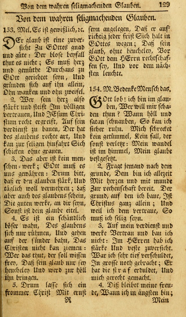 Das Geistliche Saitenspiel: oder, Eine Sammlung auserlesener, erbaulicher, geistreicher Lieder zum Gebrauch aller Gottliebenden Seelen, insonderheit für dei Gemeinen der Evangelischen... (1st Aufl.) page 129