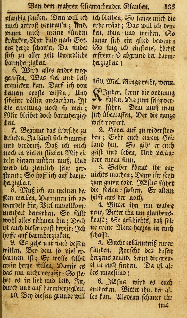 Das Geistliche Saitenspiel: oder, Eine Sammlung auserlesener, erbaulicher, geistreicher Lieder zum Gebrauch aller Gottliebenden Seelen, insonderheit für dei Gemeinen der Evangelischen... (1st Aufl.) page 135