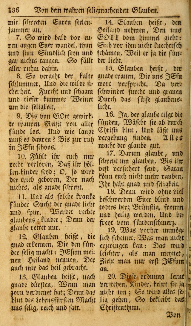 Das Geistliche Saitenspiel: oder, Eine Sammlung auserlesener, erbaulicher, geistreicher Lieder zum Gebrauch aller Gottliebenden Seelen, insonderheit für dei Gemeinen der Evangelischen... (1st Aufl.) page 136