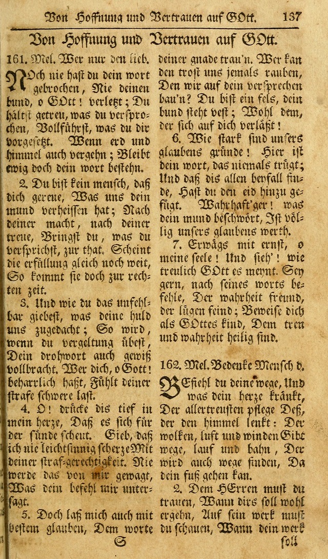 Das Geistliche Saitenspiel: oder, Eine Sammlung auserlesener, erbaulicher, geistreicher Lieder zum Gebrauch aller Gottliebenden Seelen, insonderheit für dei Gemeinen der Evangelischen... (1st Aufl.) page 137