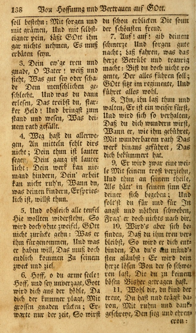 Das Geistliche Saitenspiel: oder, Eine Sammlung auserlesener, erbaulicher, geistreicher Lieder zum Gebrauch aller Gottliebenden Seelen, insonderheit für dei Gemeinen der Evangelischen... (1st Aufl.) page 138