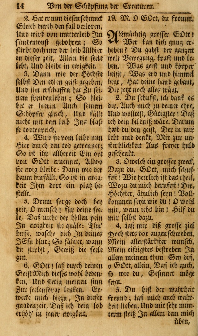 Das Geistliche Saitenspiel: oder, Eine Sammlung auserlesener, erbaulicher, geistreicher Lieder zum Gebrauch aller Gottliebenden Seelen, insonderheit für dei Gemeinen der Evangelischen... (1st Aufl.) page 14