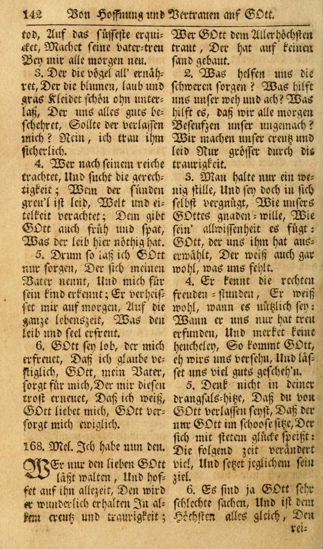 Das Geistliche Saitenspiel: oder, Eine Sammlung auserlesener, erbaulicher, geistreicher Lieder zum Gebrauch aller Gottliebenden Seelen, insonderheit für dei Gemeinen der Evangelischen... (1st Aufl.) page 142